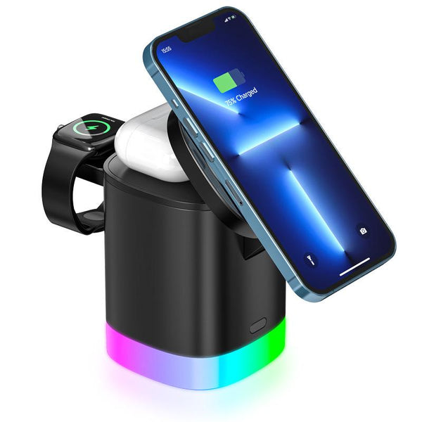 3-in-1 Magnetic Wireless Charger - Fast and Foldable with RGB Light